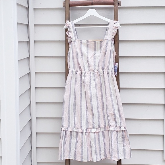 Madison Grey Dresses & Skirts - Madison Grey Striped Ruffle Dress cotton summer Sunday size XL boho